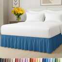 Bedskirt Queen Size Ruffle - 18 inch Drop Dust Ruffle Bed Skirt with Platform - Ultra-Soft, Easy Fit, Premium Hotel Quality - Wrinkle and Fade Resistant - for Women, Men, Kids and Teens - Denim Blue