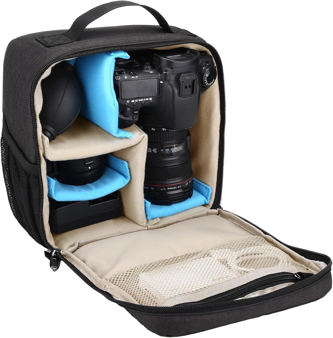 BAIGIO Camera Insert Bag Inner Case High-Capacity Shockproof and Water-resistant DSLR SLR Camera Inner Bag Foldable Protective Bag Inner Camera Organizer with Handle (Black 2)