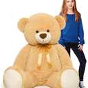 Tezituor 52in Giant Teddy Bear Stuffed Animal, Light-Brown Big Teddy Bear Plush for Girlfriend, Kids, Life Size Large Teddy Bear Gift for Valentine’s Day, Christmas, Birthday
