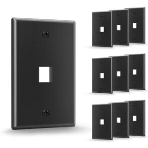 VCE 1-Port Keystone Wall Plate UL Listed (10-Pack), Single Gang Wall Plates for RJ45 Keystone Jack and Modular Inserts, Black