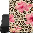 JOYLAND for iPad Air 13 Inch Case M3 2025/M2 2024 with Pencil Holder-Auto Wake/Sleep,Leopard Print&Flower Anti-Scratch Shockproof Premium Folio Stand Case,Black