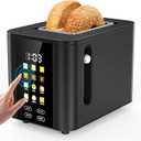 Touch Screen Toaster 2 Slice Black Toaster with Digital Countdown Wide Slot LCD Display 2 Slice Toasters Smart Toasters 6 Shade Settings 6 Bread Type with Reheat/Add Time/Defrost/Cancel Function