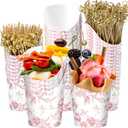 Tioncy 250 Pcs Charcuterie Cups with Cocktail Picks Sets, Bridal Shower Decoration 50 Charcuterie Cups with 200 Sticks for Wedding Baby Shower Floral Boho Witch Party Decorations(Pink,Flower)