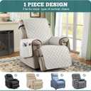 Ruaozz 100% Waterproof Recliner Chair Covers, Non-Slip Reclining Covers for Recliner Chair Washable Chair Cover, Recliner Covers with Pockets for Kids, Dogs, Pets (Beige, 28'')