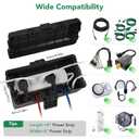 Medium Outdoor Electrical Box(10.4x6x4.2inch), IP54 Waterproof, Weatherproof Connection Box w/6 Cable Entry Ports, Extension Cord Cover Protect Power Strip, String Lights, Timer, Plug, Black