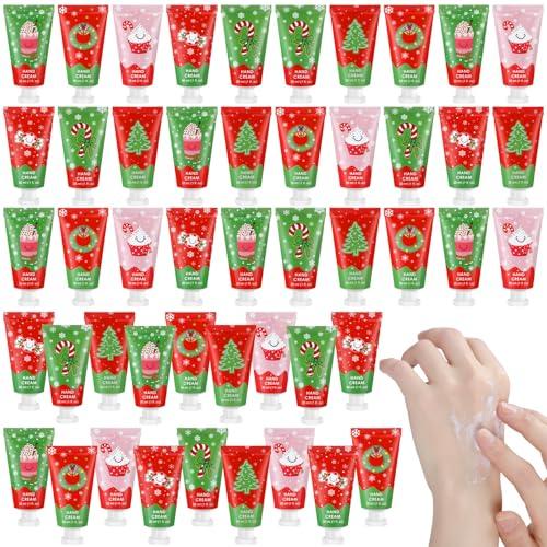 Loopeer 48 Pcs Christmas Hand Cream Gifts Bulk Christmas Mini Hand Lotion Xmas Stocking Stuffers Gifts Travel Size Mini Creams Moisturizer Cream Xmas Party Favors for Dry Skin Women Men Mom Employee