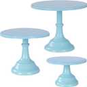 3 Pcs Metal Cake Stand, Cake Pop Stand Set of Disc Diameter 8" 10" 12", Tall Cake Stands for Dessert Table, Perfect Display for Wedding, Graduation Party, Birthday, Baby Shower, Decorations (Blue)