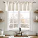 Linen Valance for Windows 2 Panels, Natural Ivory Rod Pocket Light Filtering Semi Sheer Soft Linen Window Treatment Drapes Farmhouse Burlap Rustic Curtains for Kitchen Living Room,54x18 inch
