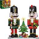 Christmas Nutcracker Building Kit with LED Light, Xmas Decorative Nutcracker Building Sets, Contains Christmas Tree, Wreath, Cane,Compatible with Lego Festival Gift (690 Pieces)