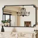 Baroque Antique Black Scroll Wall Mirror 48 x 30 Vintage Rectangle Framed Baroque French Rectangular Mirror for Mantle Fireplace Bathroom Living Room, Horizontal/Vertical