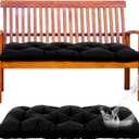 Wenqik Outdoor Bench Cushion Waterproof Bench Cushion for Outdoor Furniture Soft Thicken Porch Swing Pad with Ties for Indoor Garden Patio Seat (Black,48 x 20 x 3 Inches)