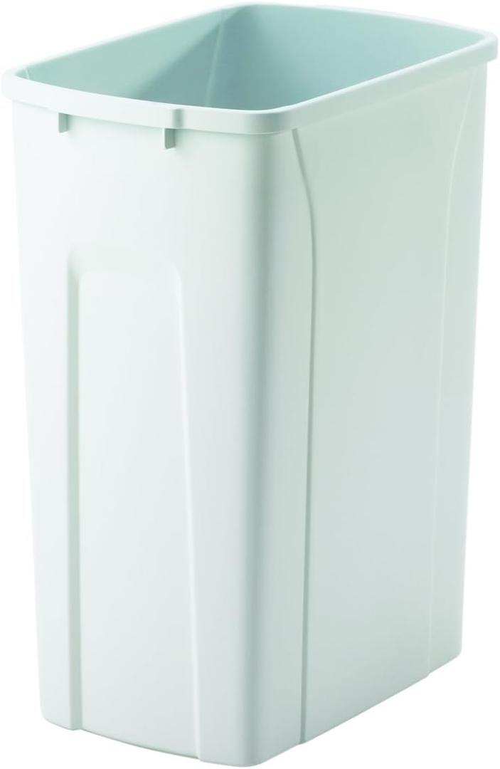 Knape & Vogt 35-Qt Replacement Trash Can, Kitchen Garbage Bin, in-Cabinent Trash Bin, 17-1/2" x 14-1/4" by 9-1/3", QT35PB-WH, White, 2pc