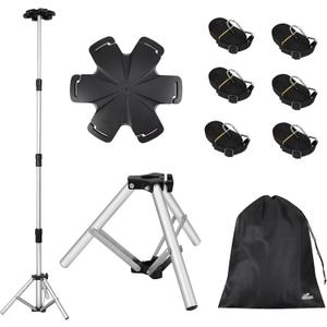 [Extra Tall] Affordura Boat Cover Support Pole with Metal Tripod Base and Hexagon Top, 27-71" Adjustable Poles with 6 Straps, Pontoon Cover Support System, 1 Set