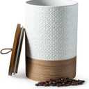 Large Jar with Lid, Ceramic Coffee Container Kitchen Food Storage Jars with Airtight Lids for Spice Cookie Ground Coffee, Decorative Jars for Coffee Countertop, Bar Accessories- White 64 fl.oz
