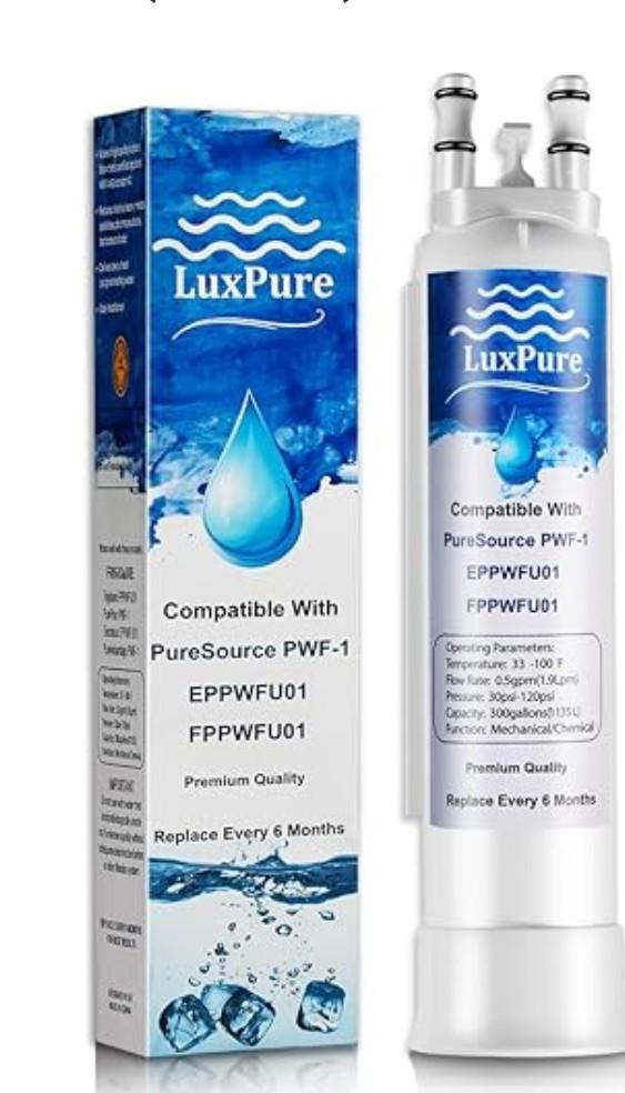 LUX-PURE FPPWFU01 Water Filter Replacement Compatible with EPPWF01 PureAdvantage PWF-1 FPPWFU01 PurePour PWF-1Refrigerator Water Filter(1Pcs)
