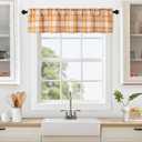 VOGOL Buffalo Check Jacquard Kitchen Valances, Classical Gingham Pattern Privacy Valance for Living Room, Wrinkle Free Curtain Panels for Bedroom, 52 x 12 Inches (Orange)
