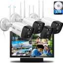 OOSSXX (All-in-One 5.0MP PIR Detection) 2-Way Audio Dual Antennas Outdoor Security Camera System Wireless with Monitor WiFi Home Security Cameras System Video Surveillance DVR Set