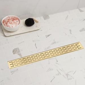 Sharp-tec Shower Drain, 36 inch Linear Shower Drain, Gold 304 Stainless Steel Rectangular Shower Floor Drain with Adjustable Leveling Feet, Hair Strainer, cUPC Certified, ST-096-36G