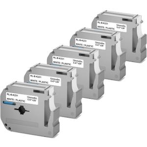 M-K231 Label Tape Compatible with Brother M Tape P Touch 12mm 0.47 White, M-K231s MK231 M231 for Brother PT-M95 PT-70BM PT-90 PT-85 PT65 45 P-Touch Label Maker Refills 0.47''*26.2'