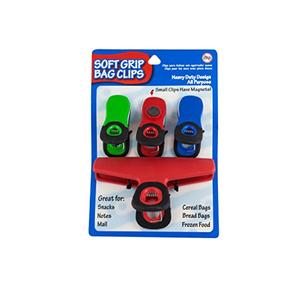Items 4U! Soft Grip Bag Clips, Assorted Sizes, Assorted Colors, 1-Pack (11 Clips in total)