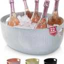 Gusto Nostro Large Beverage Tub for Parties - Metal Tub for Wine Bottles,Champagne,Beers - High Capacity Ice Bucket for Drinks - Extra Large Ice Buckets for Parties (22 qt) Outdoor Party Drink Bucket