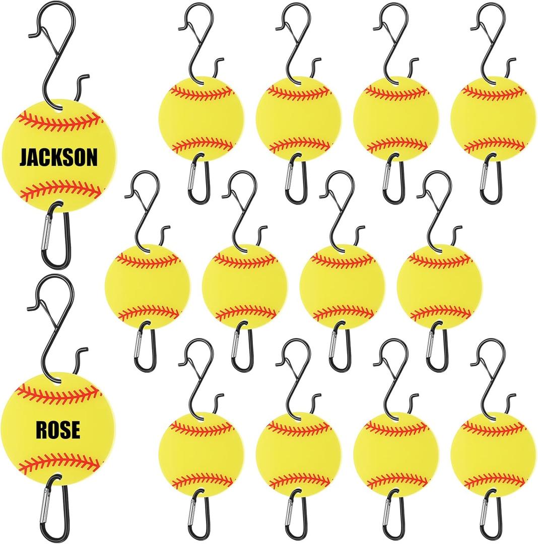 CroBlissful Bag Hook for Fence - Baseball & Softball Fence Hook, Sports Bat Bag Clip for Fences, Backpack Fences Hooks with Acrylic Board for Water Bottle Lover Player Gift(Yellow,Softball)