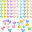60 Pcs Tiny Duck Figures Glow in The Dark Mini Resin Duck Luminous Miniature Ducks Bead for Garden Landscape Aquarium Decoration(Luminous)