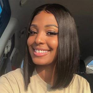 glueless bob wigs human hair pre plucked pre cut 4x4 wear and go straight front bob wig glueless human hair density 180% short straight bob glueless wigs for black women 14inch