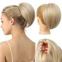 REECHO Ponytail Extension, 8" Short Mini Claw Clip Pony Tail Hair Extensions Natural Soft Feather-Light Tension-Free Ponytail Hairpiece for Women with Short Fine Thin Hair - Medium Blonde