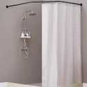 Corner Shower Curtain Rod, Diamond Shaped [Both Sides: 22" - 34.8", Middle: 28" - 43.7"] Adjustable Bathroom Bathtub Shower Rod with 12 Hooks & Ceiling Support