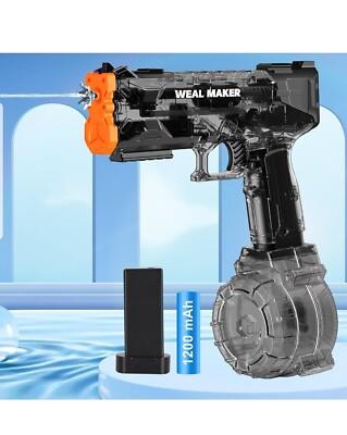 Electric Water Gun with LED Flash & USB-C Charging, Designed for Epic Aquatic Fun, Automatic Squirt Guns 25-30 FT Range, Realistic Water Pistol for Summer Outdoor Backyard Water Theme Party Toys