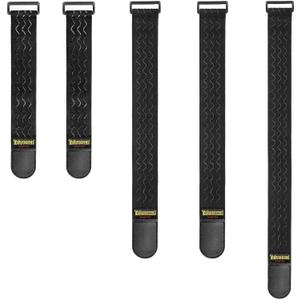 Trilancer Elastic Cinch Straps with Anti-Slip Strips, 3 Size Combo(5-Pack) Heavy Duty Hook and Loop Storage Straps for Extension Cords, Cables, Ropes, Hoses, Bike, RV, Pant Garters,Garage Organization