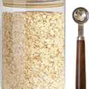 Glass Storage Containers with Airtight Bamboo Lids,Round Glass Jars Pantry Organizers,Perfect for Kitchen Organization - Flour, Rice, Pasta, Sugar, Coffee Beans, Accessories Included (40oz*1)