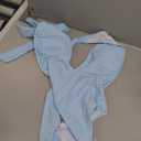 Lilosy Sexy Tie Criss Cross Plunge One Piece Thong Swimsuit High Cut Brazilian Bathing Suit (S, Light Blue)