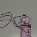 HAO RIYLN Flip Case for Samsung Galaxy Z Flip 6,Magnetic Closure Card Slot Phone Case with Detachable Crossbody Lanyard Strap Metal Loop Zipper Cover,Purple,Z Flip 6