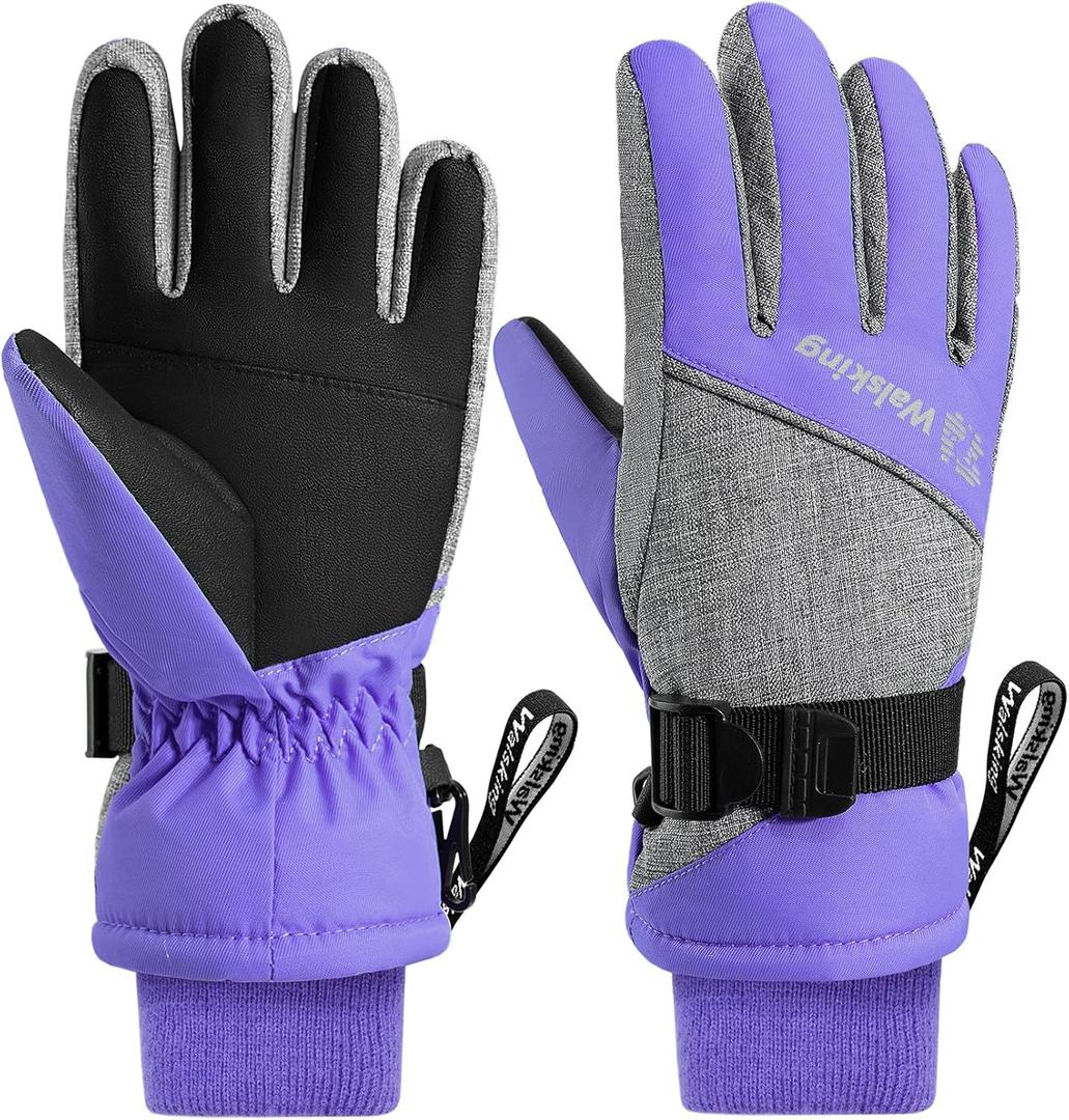 Kids Winter Gloves-3M Thinsulate Snow Waterproof Ski Cold Weather Insulated Outdoor Snowboard Gloves for Boys Girls Youth (Small(Fits: 6~9years old), Purple)