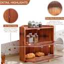 Corner Bread Box for Kitchen Countertop, Large Wooden Farmhouse Vintage 2 Tier Bread Container for Sourdough Loaf & Homemade Bread, Counter Organizer for Bread, Cup, Fruit, Spice, Snack