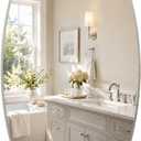 24x36 Inch Curved Rectangle Bathroom Vanity Mirror, Brushed Nickel