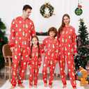 ANGELGGH Family Matching Christmas Onesie, Cute Vacation Xmas Print One Piece Pajamas, Hooded Holiday Sleepwear Nightwear PJs (Red, XL)