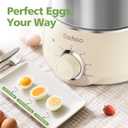 Hard Boiled Egg Cooker - CACHOO 14-Egg Rapid Stainless Steel Egg Boiler with 30-Min Timer & Auto Shut Off, Compact Electric Vegetable Steamer for Cooking, Dishwasher Safe, Beige