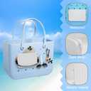 Silicone Phone Holder for Bogg Bag Accessories Inserts,Daisy Slipper Charms for Bogg Beach Bag Accessories,Bogg Organizer Wallet Pouch with Zipper,4pcs Hooks Clips Set for Simply Modern Bag (Gray)