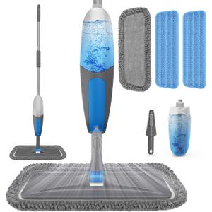 Spray Mops for Floor Cleaning - Microfiber Wet Dry Dust Mop for Hardwood Laminate Wood Tile Vinyl Floors with 3 Washable Pads fit for Swiffer PowerMop (Gray)
