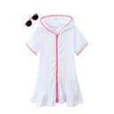 LUCKYGAL Toddler Girls Swim Cover Up Kids Swimsuit Coverup White Terry Beach Pool Clothes,2t 3t