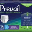 Prevail Incontinence Unisex Overnight Protective Underwear, Overnight Absorbency, Large, 14 Count