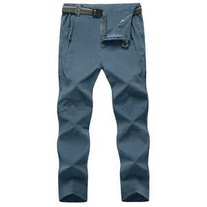 Unknown Men's Lightweight Hiking Pants with Belt 5 Zip Pockets Waterproof Quick-Dry Travel Fishing Work Outdoor Pants M