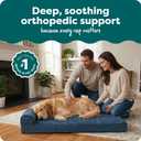 Furhaven Orthopedic Dog Bed for Large Dogs w/ Removable Bolsters & Washable Cover, For Dogs Up to 95 lbs - Plush & Almond Print L Shaped Chaise - Blue Almonds, Jumbo/XL