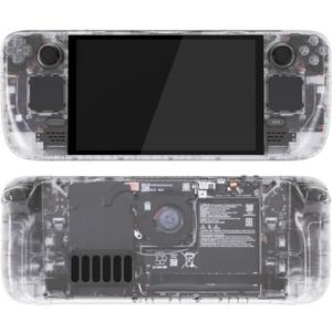 eXtremeRate Replacement Full Set Housing Shell with Buttons for Steam Deck OLED Handheld Console, Custom DIY Clear Faceplate Back Plate Trackpad Case for Steam Deck OLED Console - Without Console