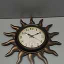 Sun Outdoor Clock with Thermometer - Silent Non-Ticking Retro Decorative Wall Clock, Waterproof for Patio, Garden, Pool, Bathroom, Kitchen - 13 Inch, Bronze
