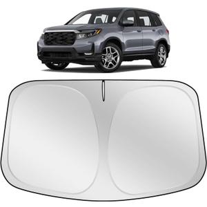 XHRING Windshield Sun Shade Sunshade Compatible with Honda Passport 2026 2025 2024 2023 2019-2022 Sport EX-L Touring Eliten SUV Accessories Car Front Windshield Cover Sun Shade Foldable Window, Silver & Black