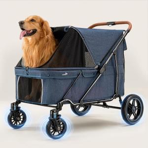 Large Dog Stroller for Large Dogs Up to 170 lbs, for Multiple Pets | 37"x23.6" Extra Large Pet Stroller, All Terrain Dog Wagon Stroller with Shock Absorbing Wheels, Low Entry, One-Click Fold